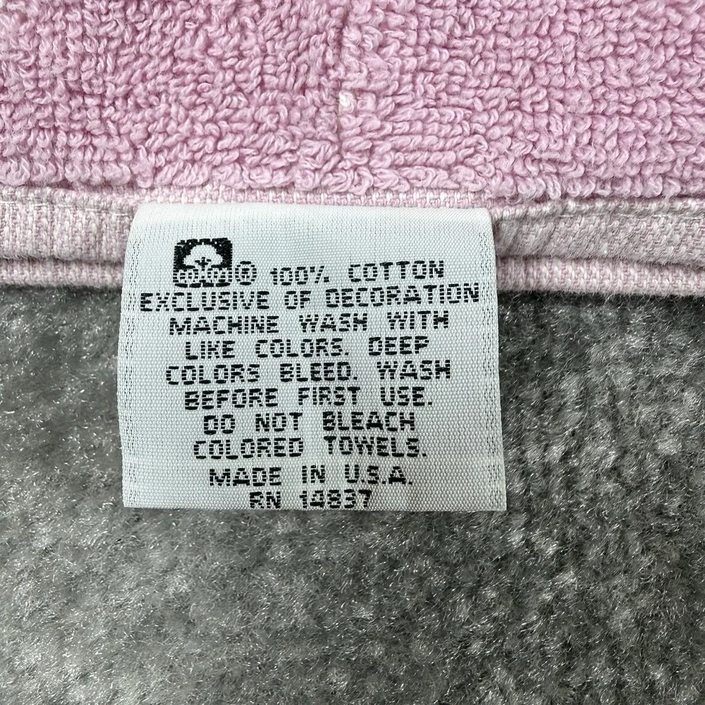 2 - Francies Bath Towels Fieldcrest Mills Pink White Angels Trumpets Stars
